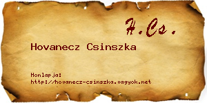 Hovanecz Csinszka névjegykártya